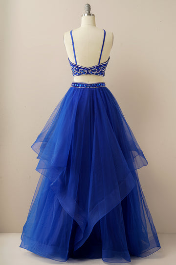 Duas peças Halter Beaded Vestido de baile